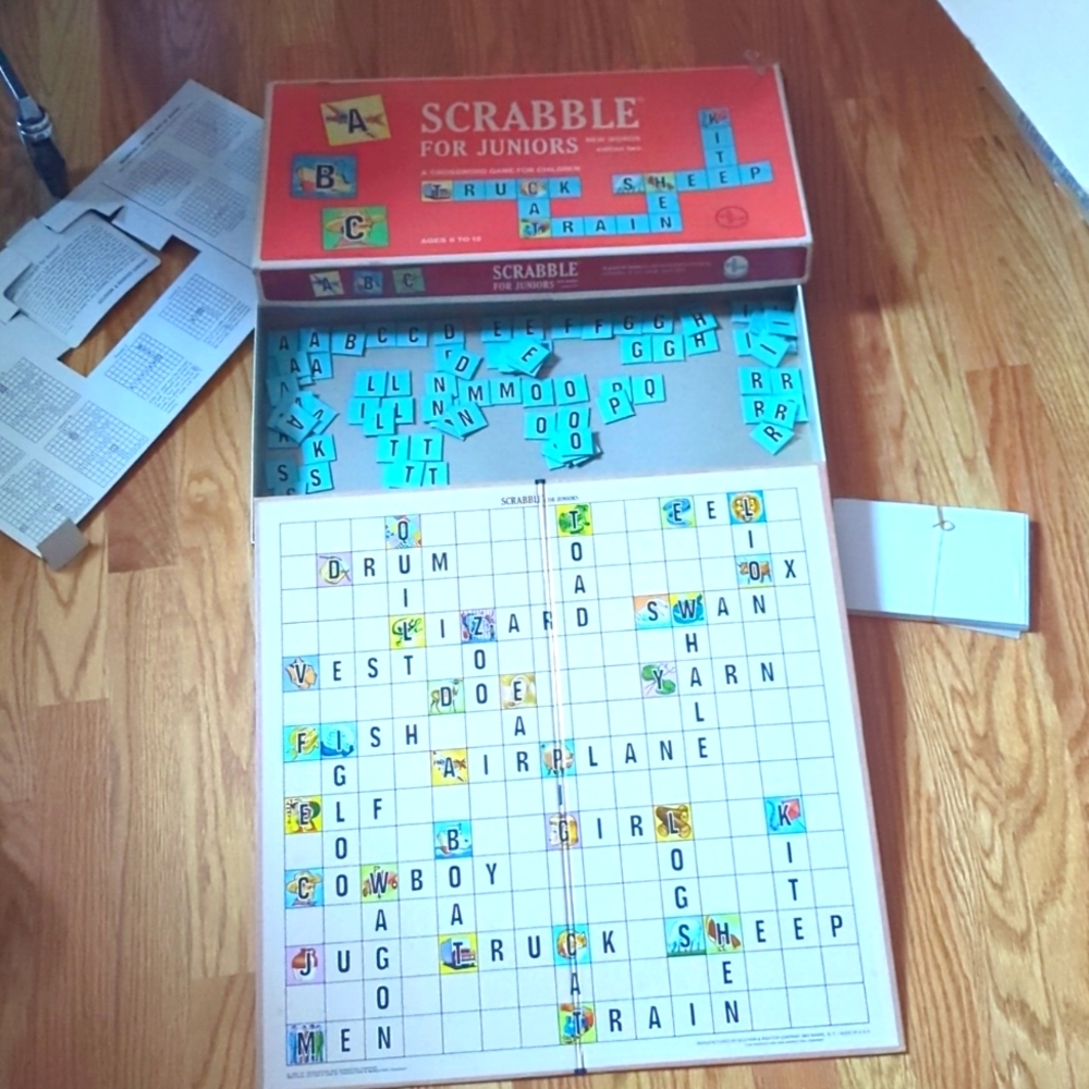 Frame Your Own Gameroom Art with 1964 Vintage Scrabble for Juniors Game
